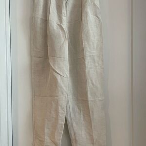 Linen Blend Cream Pants